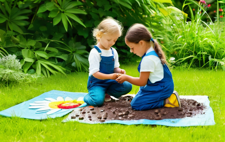 야외용 완구 DIY - Cardboard Castle Adventure**
A vibrant and joyful scene featuring two children, approximately 8 and ...