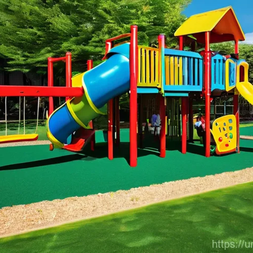 야외용 완구 안전성 - **Prompt 1: A Vibrant and Safe Community Playground**
"A wide-angle shot of a brightly lit, mode...