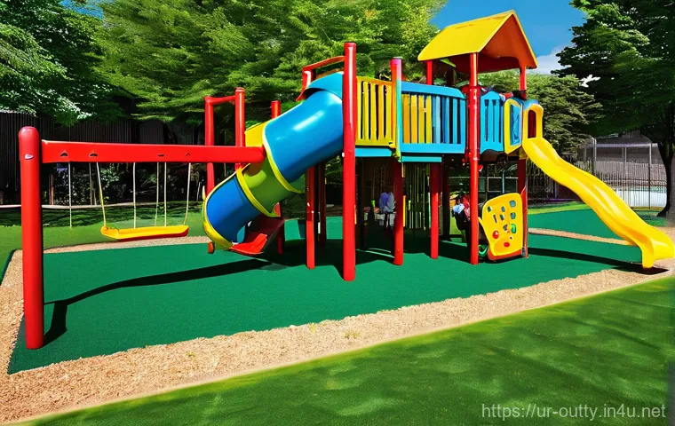야외용 완구 안전성 - **Prompt 1: A Vibrant and Safe Community Playground**
"A wide-angle shot of a brightly lit, mode...