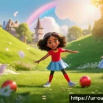 Home 18 야외용 완구와 협업 캐릭터 - **Imaginative Outdoor Adventure with Beloved Characters**
"A group of diverse children, aged 6-9...