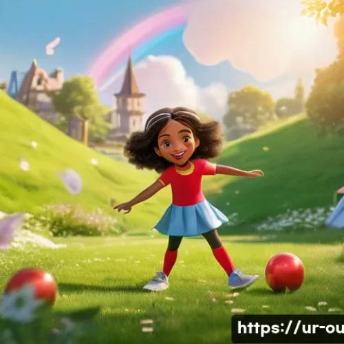 Home 30 야외용 완구와 협업 캐릭터 - **Imaginative Outdoor Adventure with Beloved Characters**
"A group of diverse children, aged 6-9...